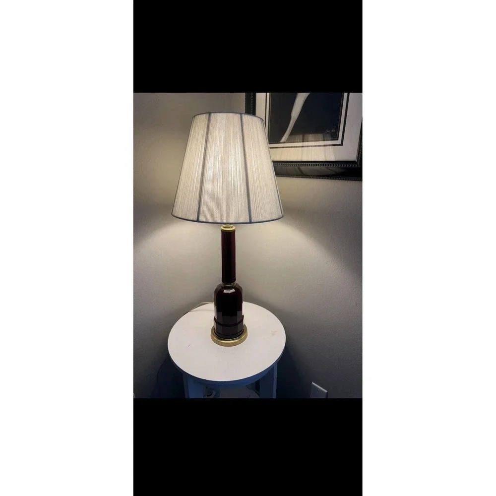 Vaughan French Vintage (2) Lamps RARE Glass & Brass Lux Shades Included